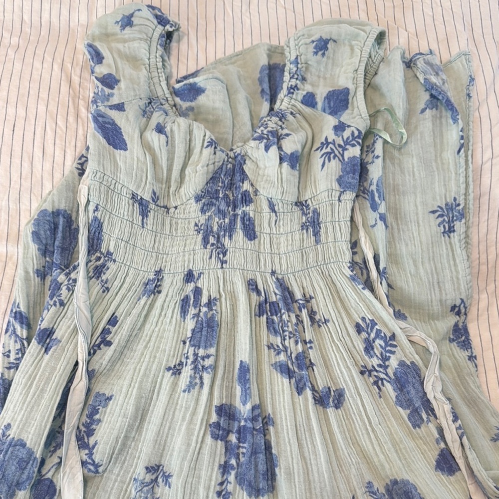 Free People Floral Dress with Blue Pattern
